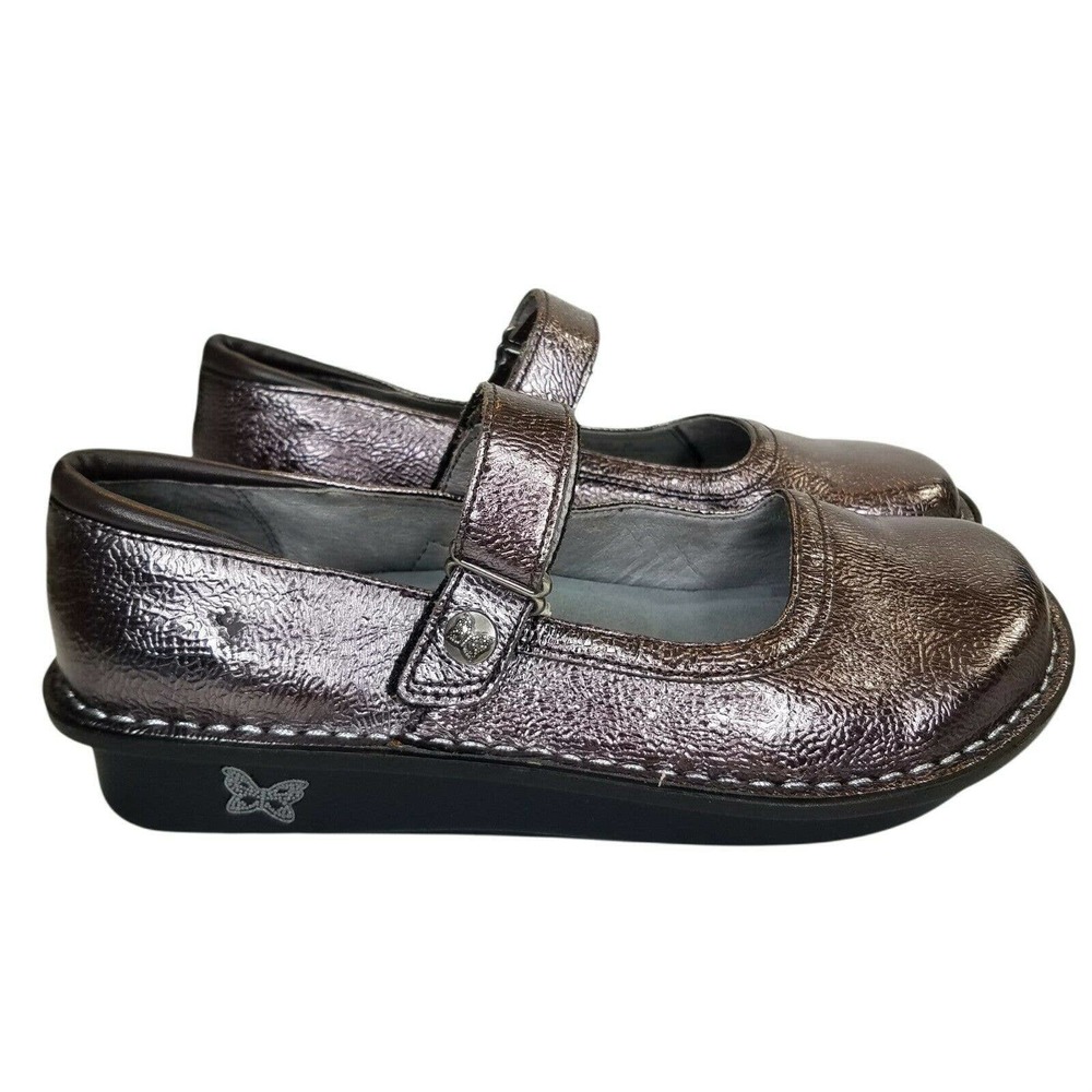 Alegria Belle Pewter Crinkle Size‎ 35 US 5-5.5 Leather Comfort Shoes BEL-207